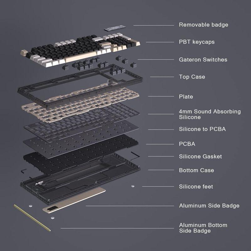 高評価続出！ YUNZII Keynovo IF98 98キー 96％ホットスワップ可能なガスケット搭載 メカニカルキーボード RGBバックライト Mac 【2579582887】(13305円)