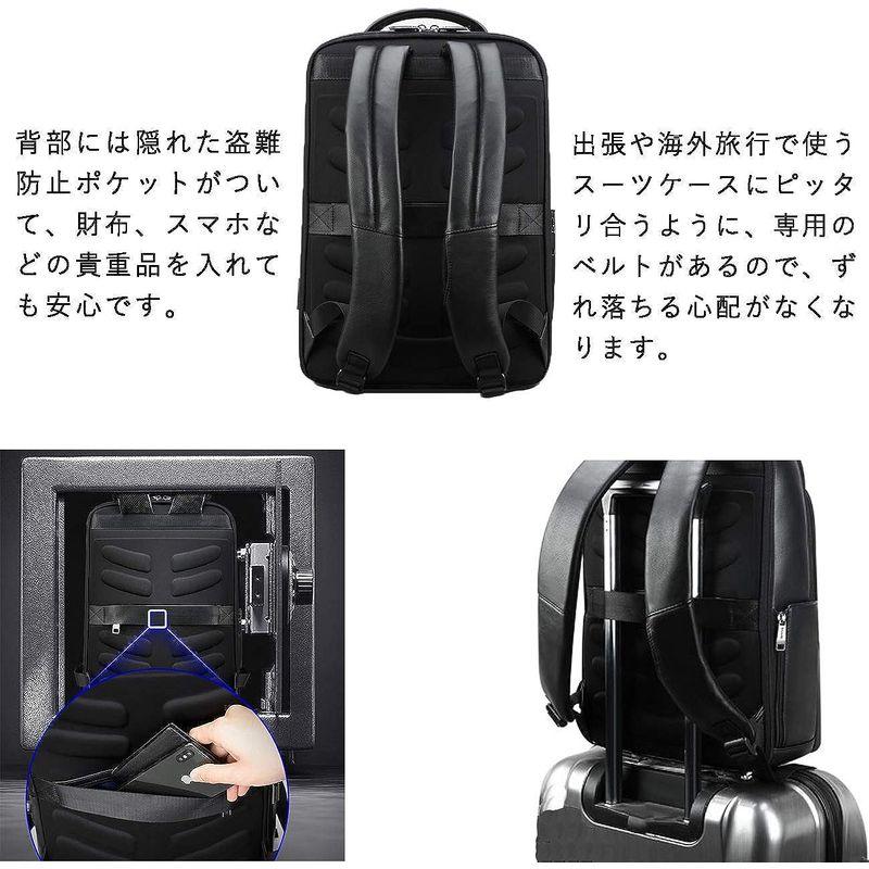 Ariga リュック メンズ 本革 牛革 スクエア 17インチPC収納 A4 レザー 防水 大容量 リュックサック バックパック ビジネスリ リュック メンズ 本革 牛革 スクエア 17インチPC収納 A4 レザー 防水 大容量 リュックサック バックパック ビジネスリ