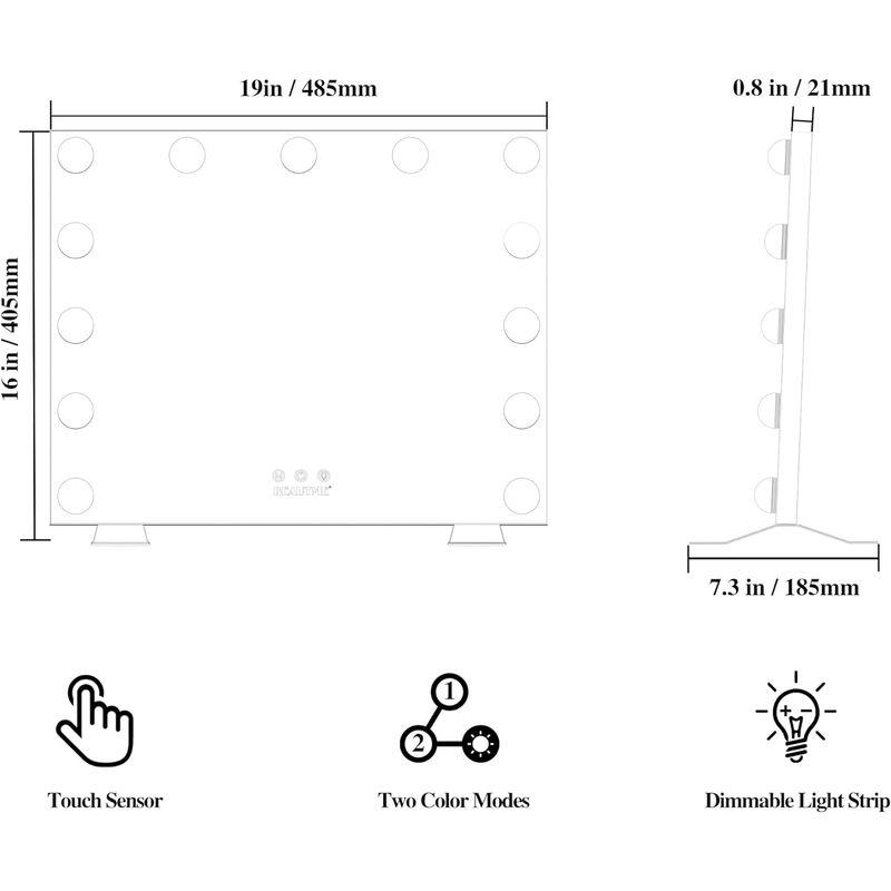 ANYHI 女優ミラー 卓上 人気 化粧鏡 卓上/壁掛け両用 3色照明モード 明るさ調節可能 13個のledライト付き (シルバー 48.5 女優ミラー 卓上 人気 化粧鏡 卓上/壁掛け両用 3色照明モード 明るさ調節可能 13個のledライト付き シルバー