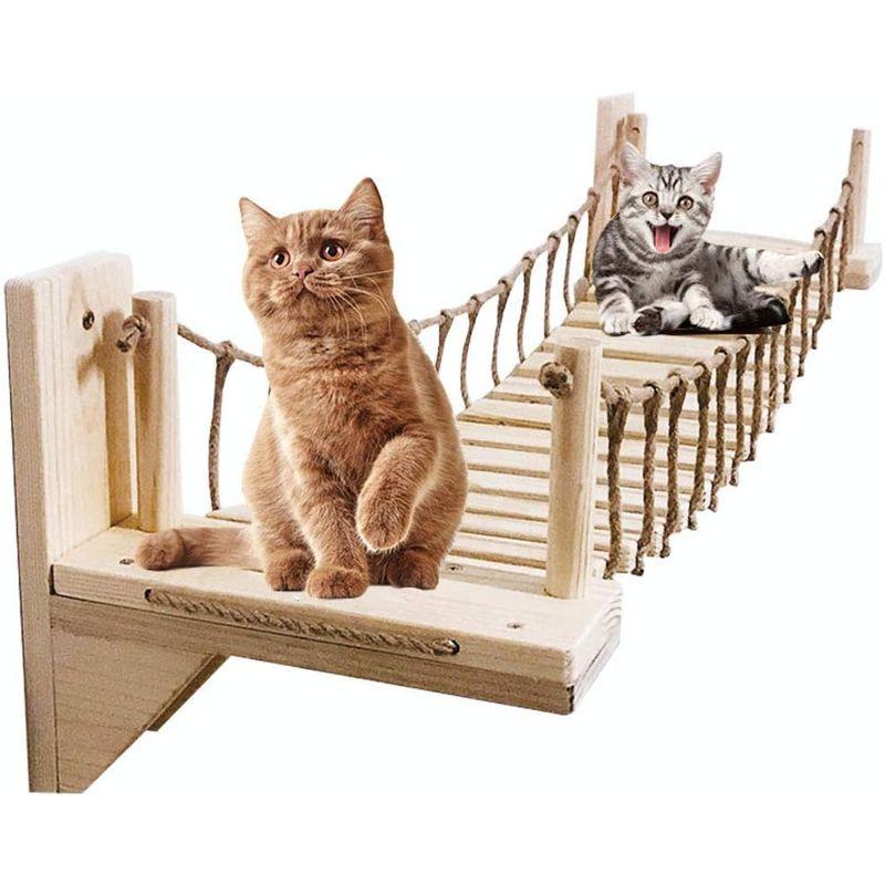 Umoraキャットタワー 木製 吊り橋 猫ベッド 遊び場 ハンモック ストレス解消 運動不足解消 組み立て簡単（140cm） 木製 吊り橋 猫ベッド 遊び場 ハンモック ストレス解消 運動不足解消 組み立て簡単 140cm
