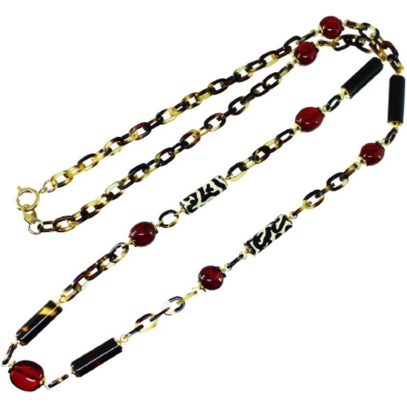 【正規販売店】 匠の工芸館 本べっ甲 水目 琥珀 ネックレス 長さ71センチ 水目 チェーンのべっ甲 赤染めアンバーのロングタイプ レディース アクセサリー 【6347444052】(22492円)