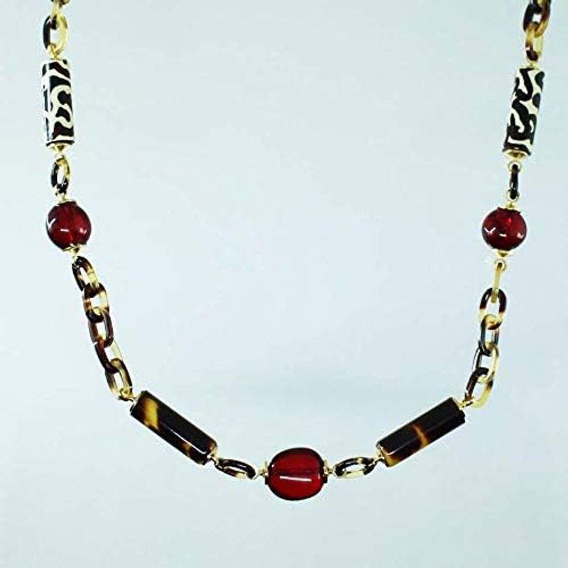 【正規販売店】 匠の工芸館 本べっ甲 水目 琥珀 ネックレス 長さ71センチ 水目 チェーンのべっ甲 赤染めアンバーのロングタイプ レディース アクセサリー 【6347444052】(22492円)