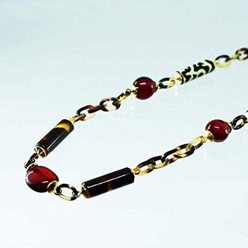 【正規販売店】 匠の工芸館 本べっ甲 水目 琥珀 ネックレス 長さ71センチ 水目 チェーンのべっ甲 赤染めアンバーのロングタイプ レディース アクセサリー 【6347444052】(22492円)