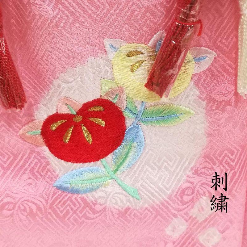 きもの京香 正絹 被布コート 七五三 3歳 ピンク 赤 花 刺繍 子供被布