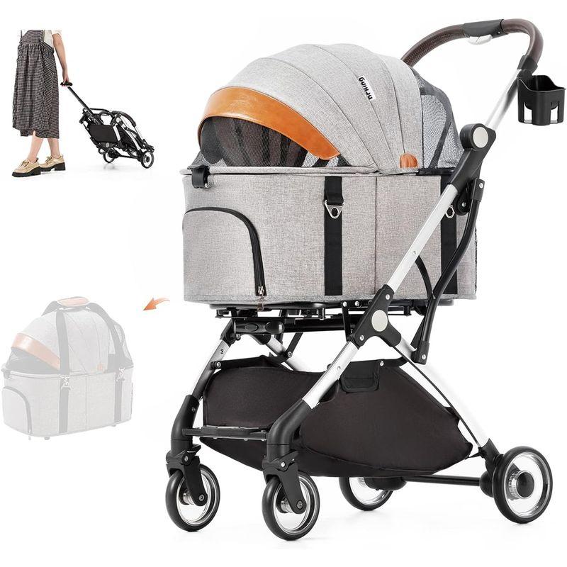 HRking.HANRAY 分離型 折りたたみ ペットカート 3wayモデル 対面式 4輪 犬用ベビーカー 前輪360°回転 後輪ブレーキ付 HANRAY 分離型 折りたたみ ペットカート 3wayモデル 対面式 4輪 犬用ベビーカー 後輪ブレーキ付