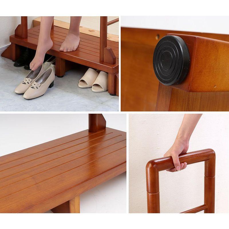 萩原(Hagihara) 玄関踏み台 玄関台 手すり付き踏み台 手すり台 ワイド