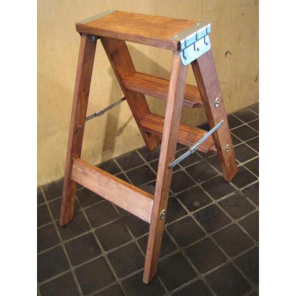 ミシガンラダー社 アンティーク風 木製脚立ステップツール（オイル