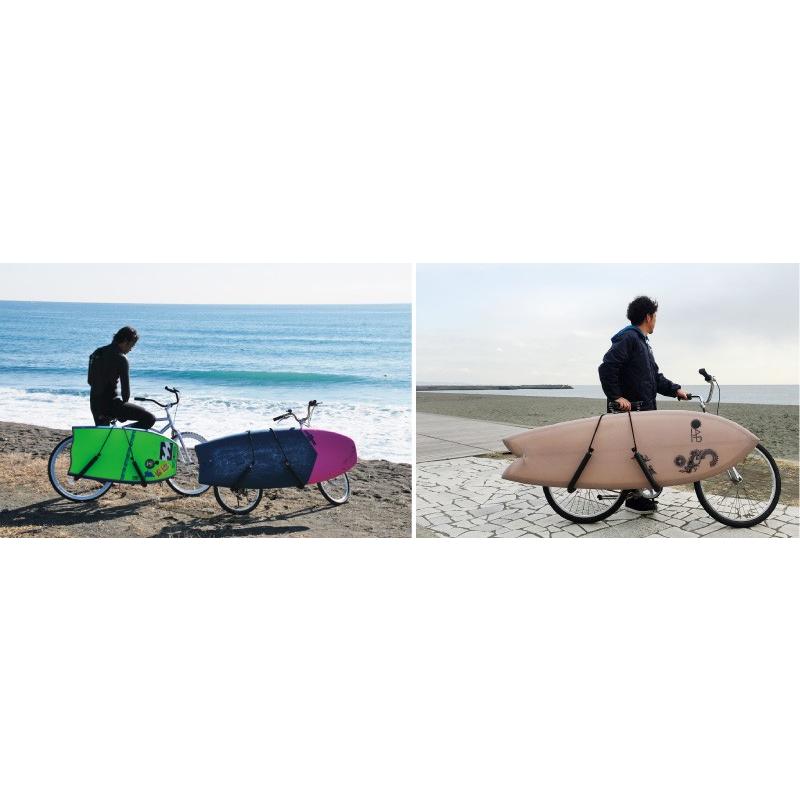 【送料無料　・　取り付け＆取り外し簡単！　サーフポイントまで楽々移動　】　自転車　サーフボード　1本積み　キャリアー　CAP EZキャリー　ハの字　ブラック |  | 01
