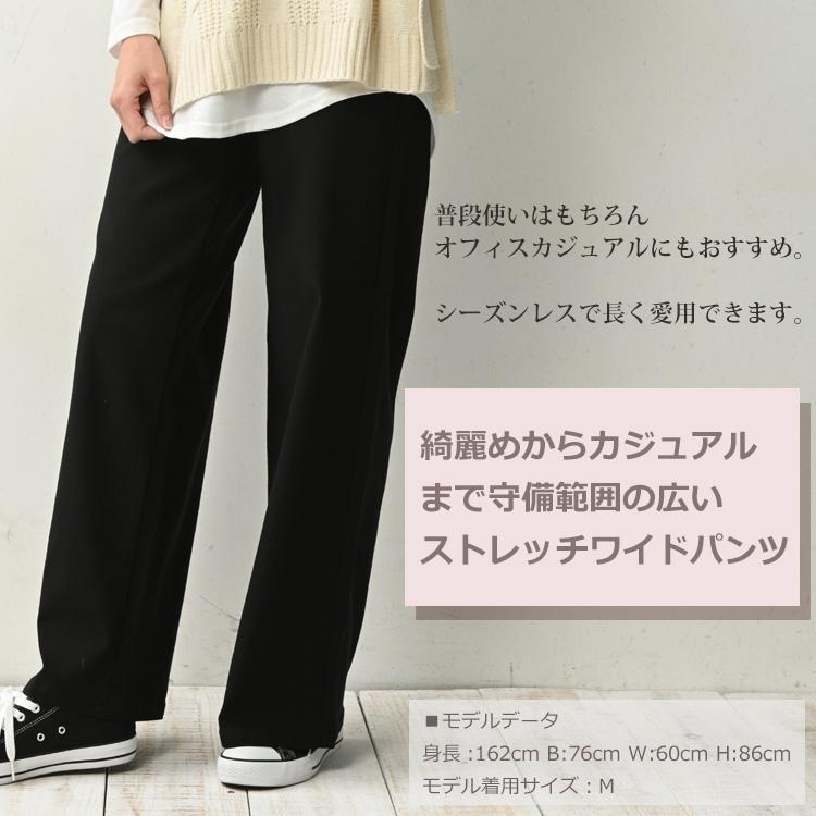 ワイドパンツ 大きいサイズ レディース ロング丈 無地 バックウエストゴム ボトムス LL 3L 4L 5L 6L | JANJAM | 06