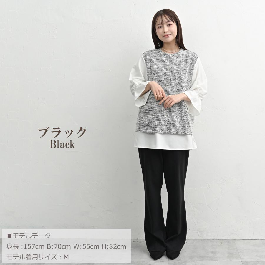 JANJAM フレアパンツ 大きいサイズ レディース 10分丈 フロントタック