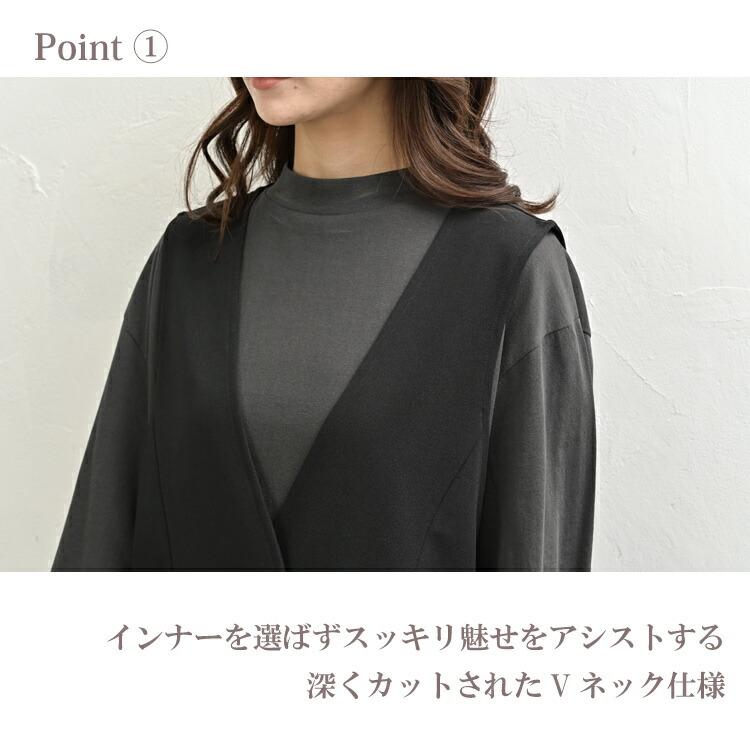 ロングジレ 大きいサイズ レディース メール便送料350円 ノースリーブ スリット ワンボタン 羽織り トップス M LL 3L 4L 5L | JANJAM | 07