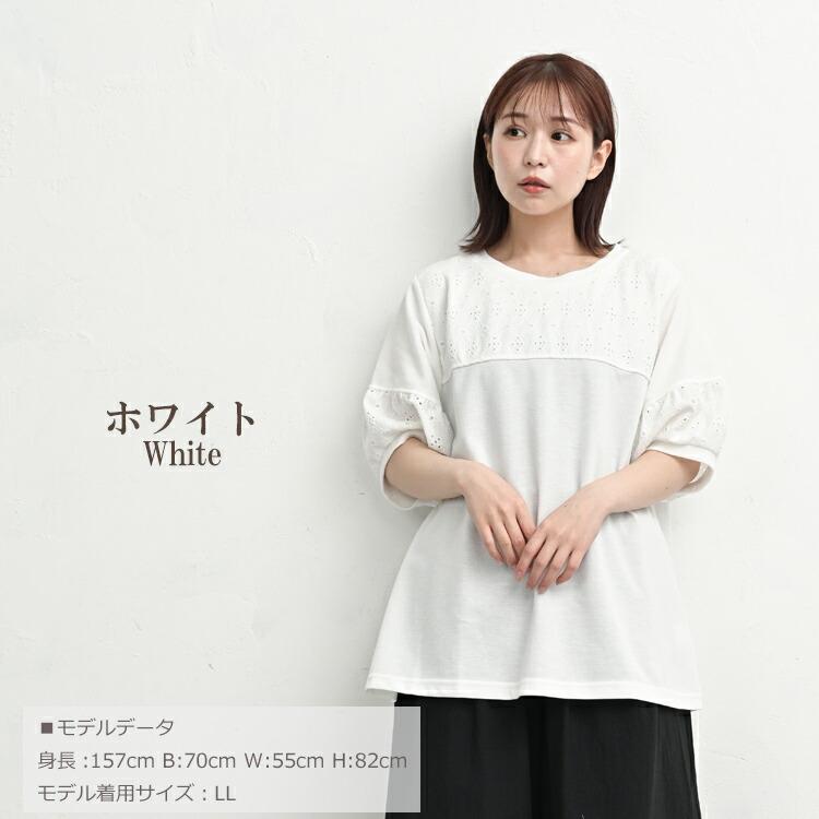 レース切替カットソー 大きいサイズ レディース メール便送料350円 5分袖 リブ Uネック 切り替え トップス LL 3L 4L 5L | JANJAM | 17