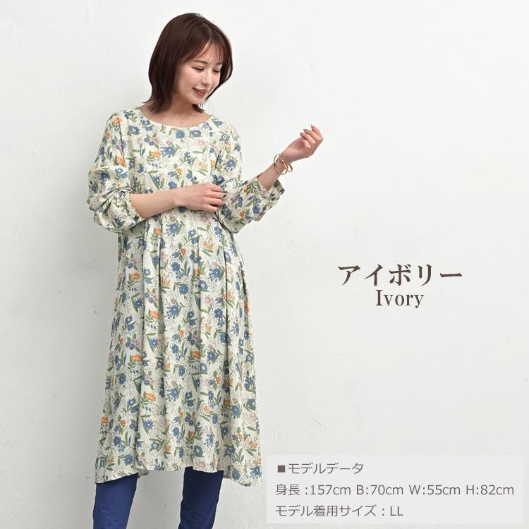 JANJAM 総柄プリントタックワンピース 大きいサイズ レディース メール