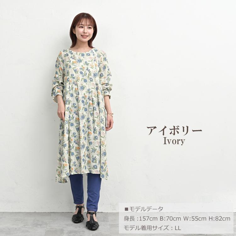 JANJAM 総柄プリントタックワンピース 大きいサイズ レディース メール