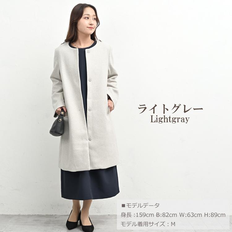 JANJAM ノーカラーコート 大きいサイズ レディース 長袖 ロング丈