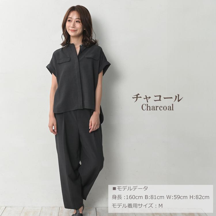 ブラウス 大きいサイズ レディース メール便送料350円 半袖 バンドカラー UVカット 接触冷感 シャツ トップス M LL 3L 4L 5L | JANJAM | 15