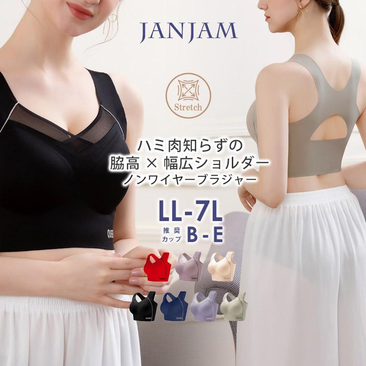 JANJAM ブラジャー 大きいサイズ レディース メール便送料無料 バッククロス メッシュ ノンワイヤー 下着 インナー LL 3L 4L ...