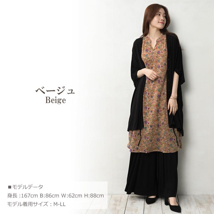 JANJAM ワンピース 大きいサイズ レディース メール便送料350円 総柄 ノースリーブ ミドル丈 エスニック M-LL 3L-4L 5L ...