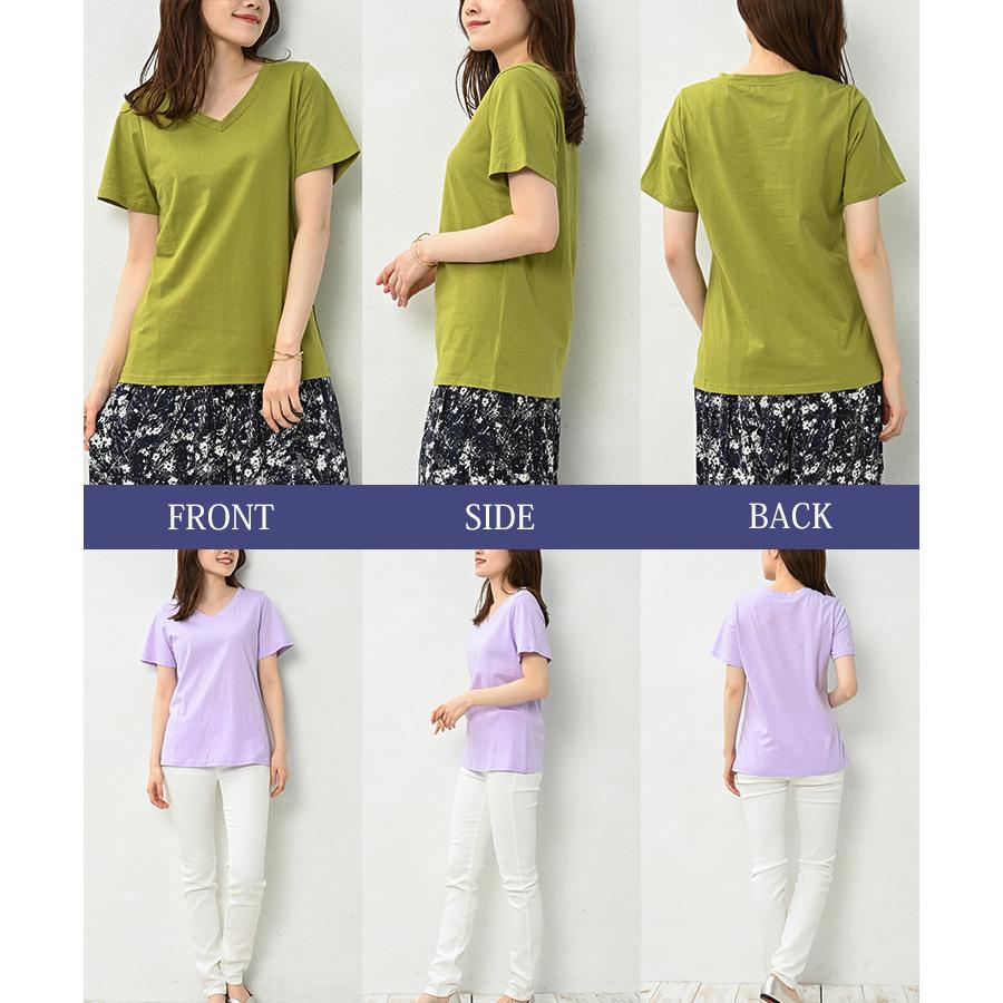 Tシャツ 大きいサイズ レディース メール便送料350円 半袖 Vネック 無地 カットソー トップス cotton100 L LL 3L 4L 5L 6L | JANJAM | 18