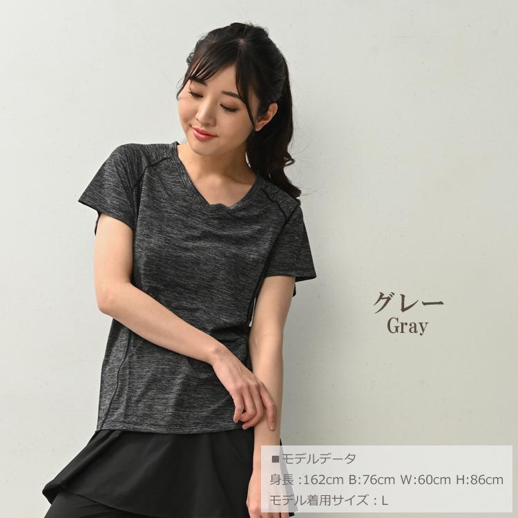 Tシャツ 大きいサイズ レディース メール便送料350円 半袖 ソフトVネック ライン スポーツウェア ジムウェア トップス L LL 3L 4L 5L |  | 12