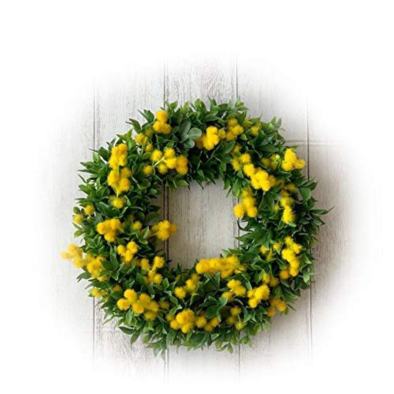 Lulu S ルルズ ミモザのふんわりリース アーティフィシャルフラワー ナチュラルリース サイズ 約f25cm 8 ミモザのふんわりリー 価格 交渉 送料無料