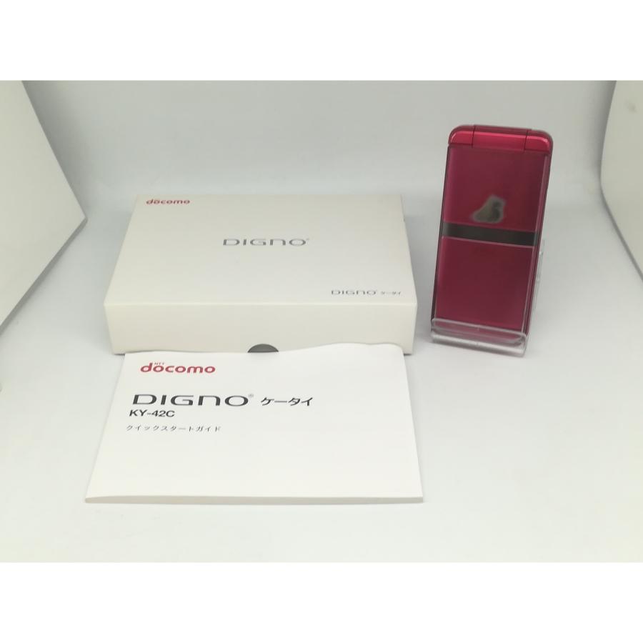 中古】KYOCERA docomo 【SIMフリー】 DIGNOケータイ レッド KY-42C