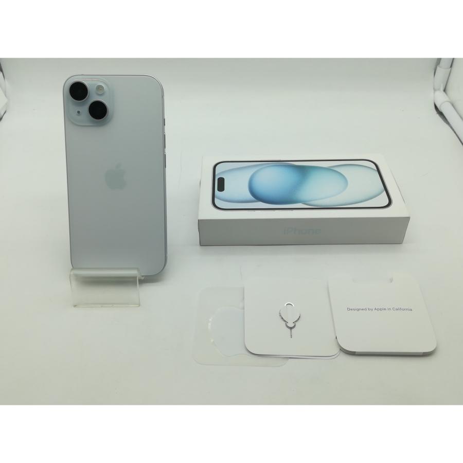 【中古】【赤ロム保証あり】Apple au 【SIMフリー】 iPhone 15 256GB ブルー MTMR3J/A【OSU301】保証期間１ヶ月【ランクA】の画像