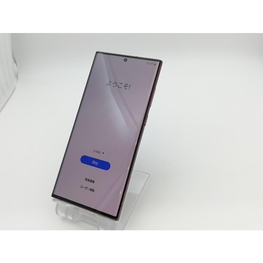 中古】SAMSUNG au 【SIMフリー】 Galaxy S22 Ultra バーガンディ 12GB