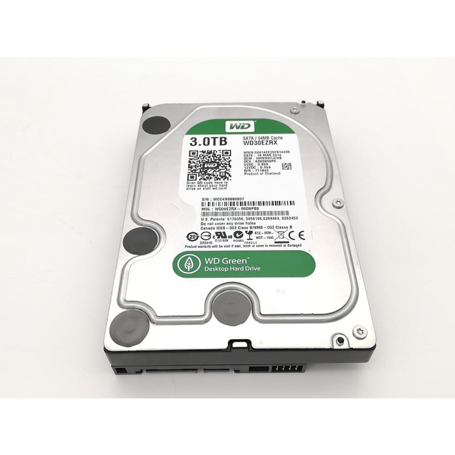 【中古】W.D. WD30EZRX-1TBP WD Green 3TB/IntelliPower/64MB/6Gbps【ECセンター】保証期間 ...