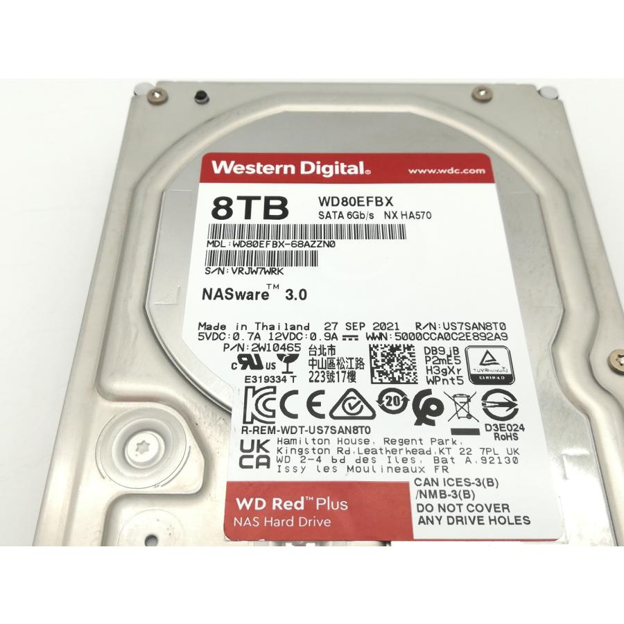 中古】W.D. WD80EFBX WD Red Plus 8TB/7200rpm/256MB/6Gbps【EC