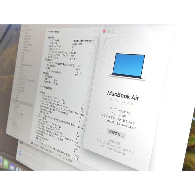 【中古】Apple MacBook Air 13インチ CTO (M3,2024) シルバー M3(CPU:8C/GPU:10C)/16G/256G【ECセンター】保証期間1ヶ月【ランクA】 【中古】Apple MacBook Air 13インチ CTO (M3,2024) シルバー M3(CPU:8C/GPU:10C)/16G/256G【ECセンター】保証期間1ヶ月【ランクA】
