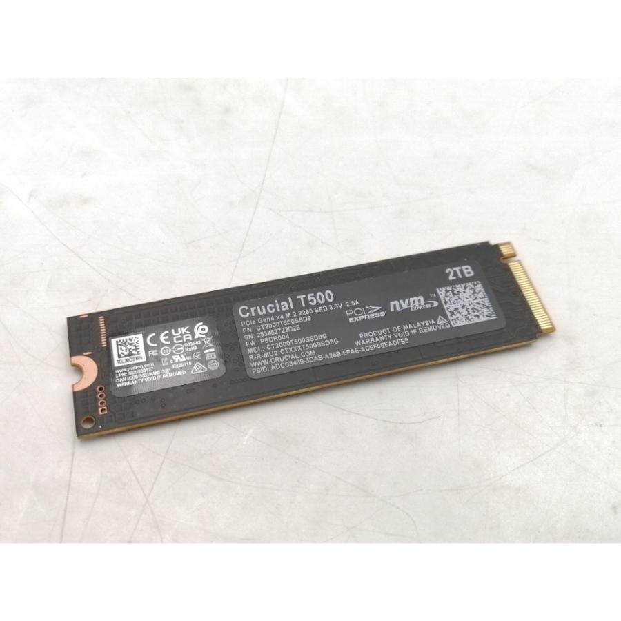 Crucial T500 2TB M.2 SSD 中古動作品 中古】Crucial T500 CT2000T500SSD8JP 2TB/M.2 2280 (PCIe4.0 NVMe