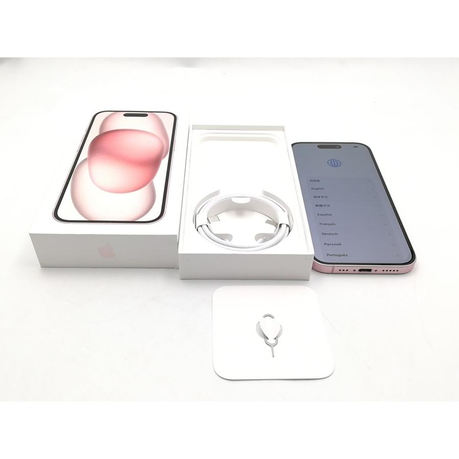【中古】Apple au 【SIMフリー】 iPhone 15 256GB ピンク MTMP3J/A【ECセンター】保証期間１ヶ月【ランクB】の画像
