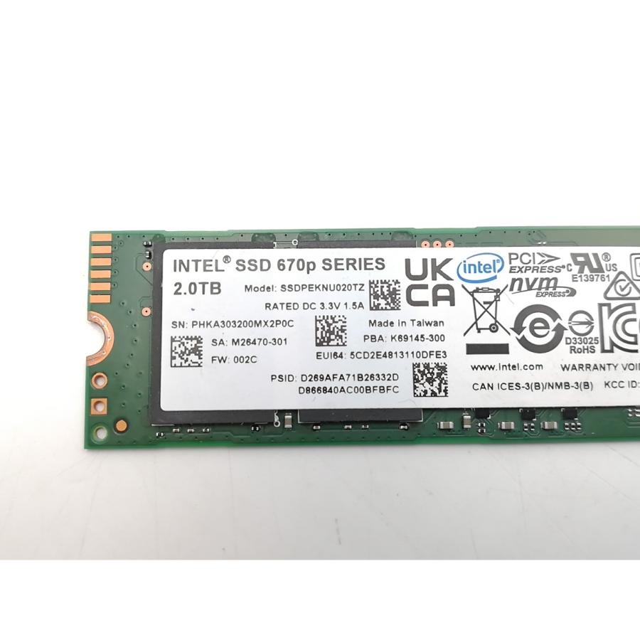 【中古】Intel Intel SSD 670p(SSDPEKNU020TZX1) 2TB/M.2 2280(PCIe3.0 NVMe)/QLC 【ECセンター】保証期間１週間_3