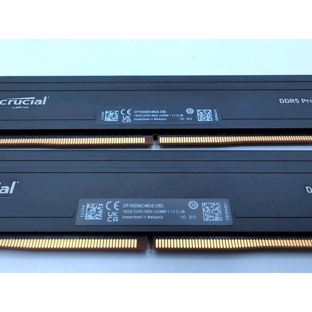 中古】DDR5 16GB 2枚組（合計32GB） DDR5-5600(PC5-44800