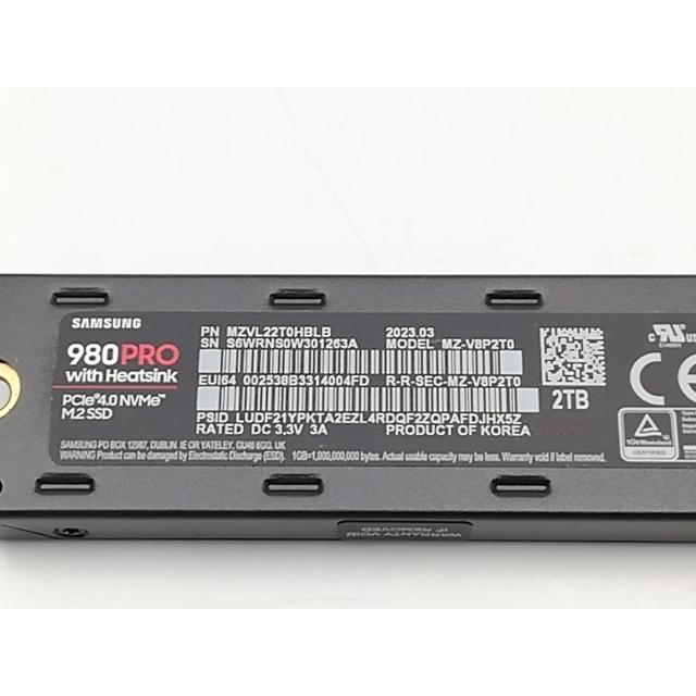 中古】SAMSUNG 980 PRO with Heatsink(MZ-V8P2T0C/IT) 2TB/M.2 2280
