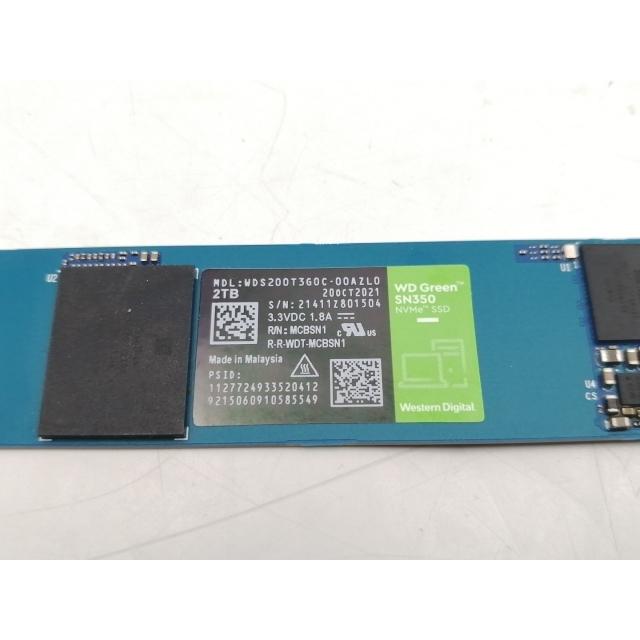 中古】W.D. Green SN350 NVMe SSD(WDS200T3G0C) 2TB/M.2 2280(PCIe3.0