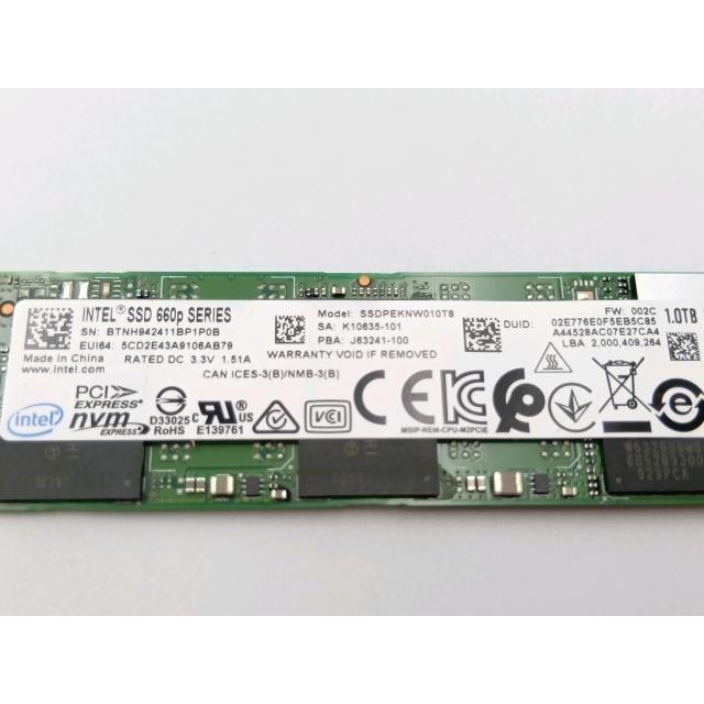 中古】Intel SSD 660p SSDPEKNW010T8X1 1TB/M.2 2280(PCIe3.0 NVMe