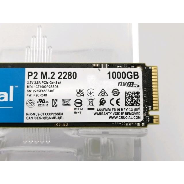 【開封・未使用品】Crucial SSD P2 CT1000P2SSD8JP 中古】Crucial P2(CT1000P2SSD8JP) 1TB/M.2 2280(PCIe3.0 NVMe)/QLC
