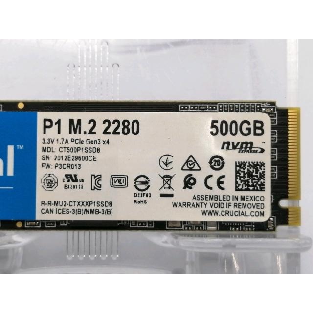 中古】Crucial P1(CT500P1SSD8JP) 500GB/M.2 2280(PCIe3.0 NVMe)/QLC