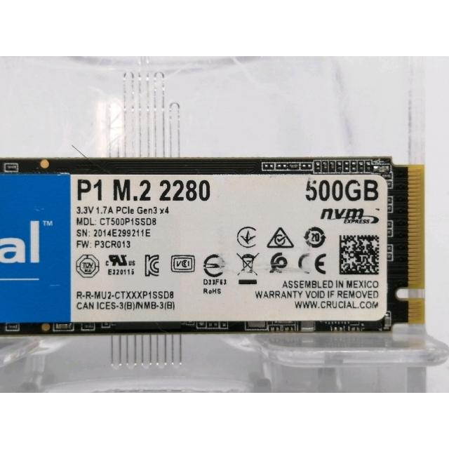 中古】Crucial P1(CT500P1SSD8JP) 500GB/M.2 2280(PCIe3.0 NVMe)/QLC