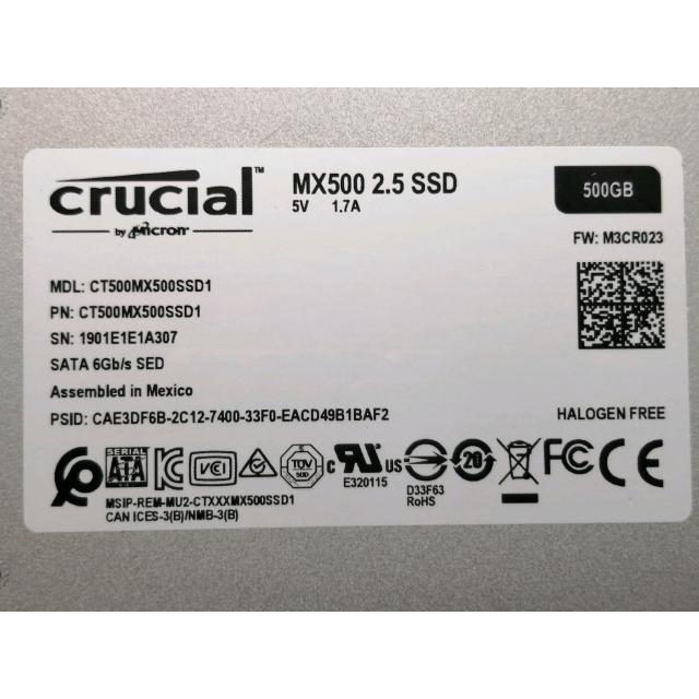 中古】Crucial MX500 CT500MX500SSD1 500GB/SSD/6GbpsSATA/2018年1月
