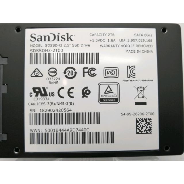 中古】SanDisk Ultra 3D SSD SDSSDH3-2T00 2TB/6GbpsSATA【ECセンター