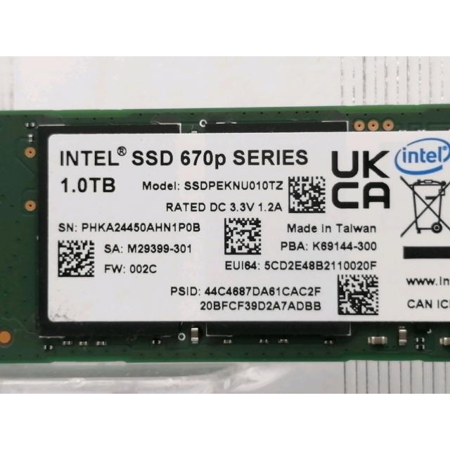 中古】Intel Intel SSD 670p(SSDPEKNU010TZX1) 1TB/M.2 2280(PCIe3.0