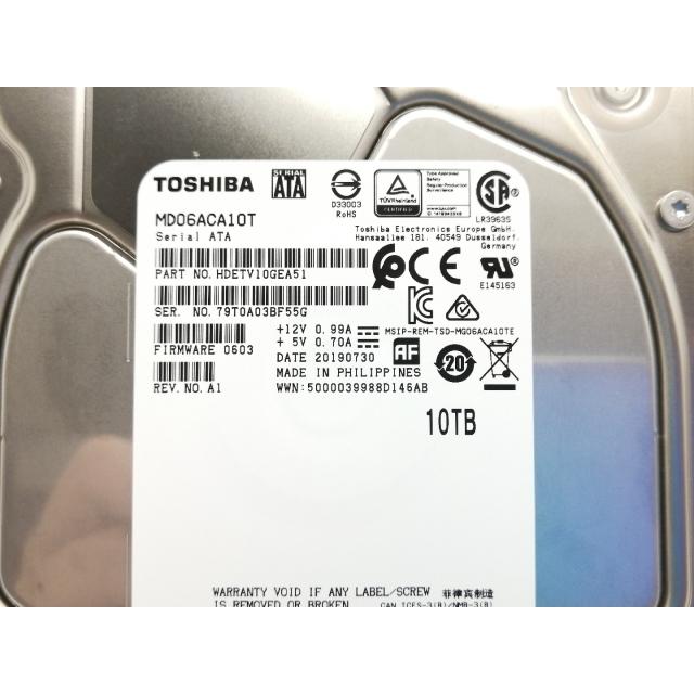 中古】TOSHIBA MD06ACA10T 10TB/7200rpm/256MB/6Gbps【大阪本店】保証