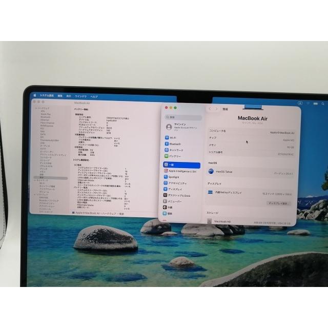 【中古】Apple MacBook Air 15インチ CTO (M3,2024) ミッドナイト M3(CPU:8C/GPU:10C)/16G/512G【大阪本店】保証期間１ヶ月【ランクA】の画像