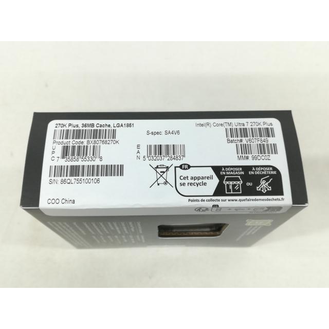 未使用】Intel Core Ultra 7 270K Plus (3.7GHz) Box LGA1851/24C(P:8C