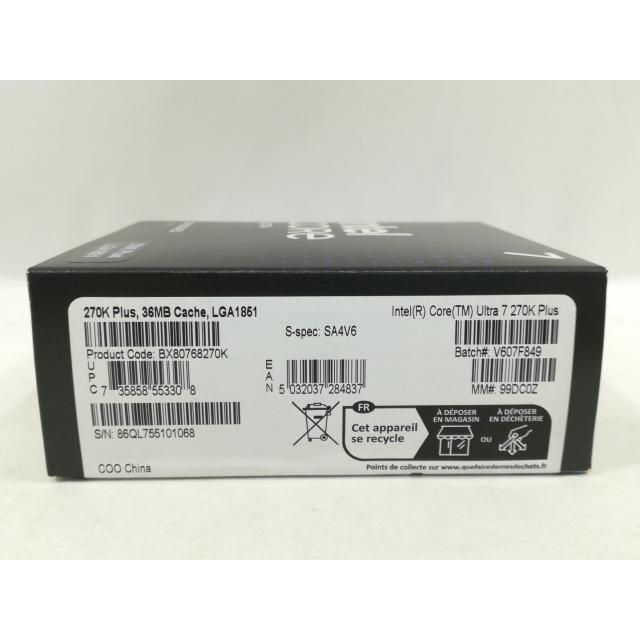 未使用】Intel Core Ultra 7 270K Plus (3.7GHz) Box LGA1851/24C(P:8C