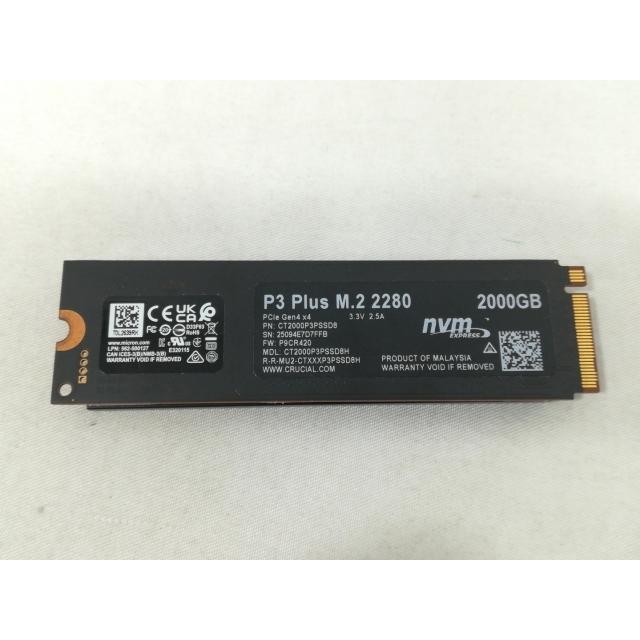 Crucial P3 Plus M.2 2280 2TB SSD 中古 中古】Crucial P3 Plus(CT2000P3PSSD8) 2TB/M.2 2280(PCIe4.0 NVMe