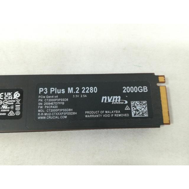 （未開封）Crucial P3 Plus 2TB SSD 中古】Crucial P3 Plus(CT2000P3PSSD8) 2TB/M.2 2280(PCIe4.0 NVMe